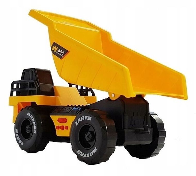 Lean Toys, ciężarówka wywrotka, pojazd budowlany, żółty