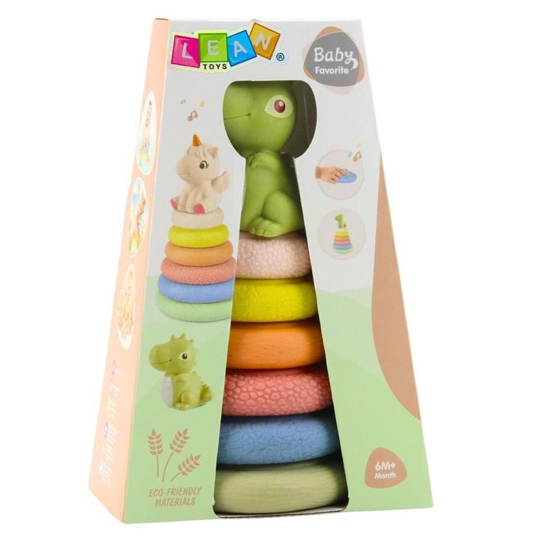 Lean Toys, dinozaur, piramidka, miękkie klocki, 13 elemenetów
