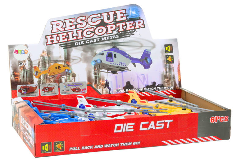 Lean Toys, helikopter ratunkowy, pojazd metalowy z napędem, 1 szt.