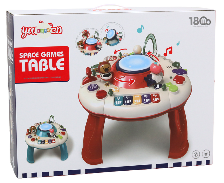 Lean Toys, interaktywny stolik edukacyjny, czerwony