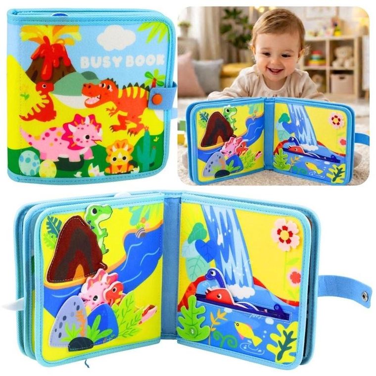 Lean Toys, książeczka sensoryczna 3D, filcowa, dinozaury