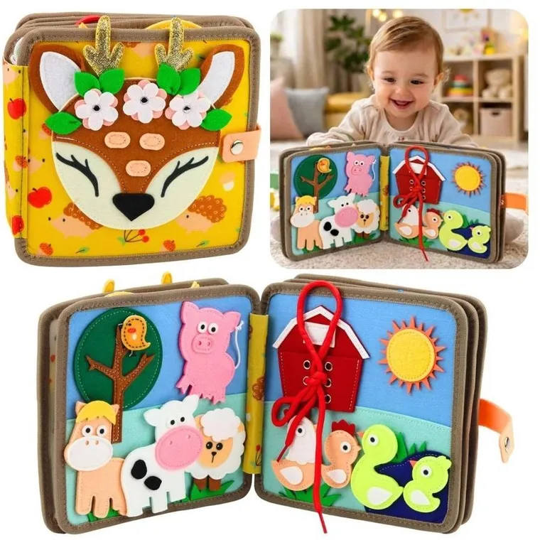 Lean Toys, książeczka sensoryczna 3D, filcowa, zwierzęta