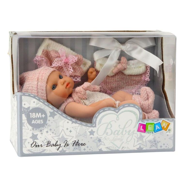 Lean Toys, lalka bobas, różowe ubranko, 18 cm