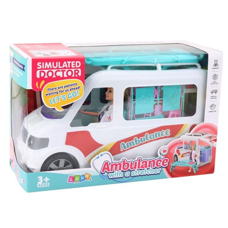 Lean Toys, mobilny szpital karetka z lalką lekarką 2w1