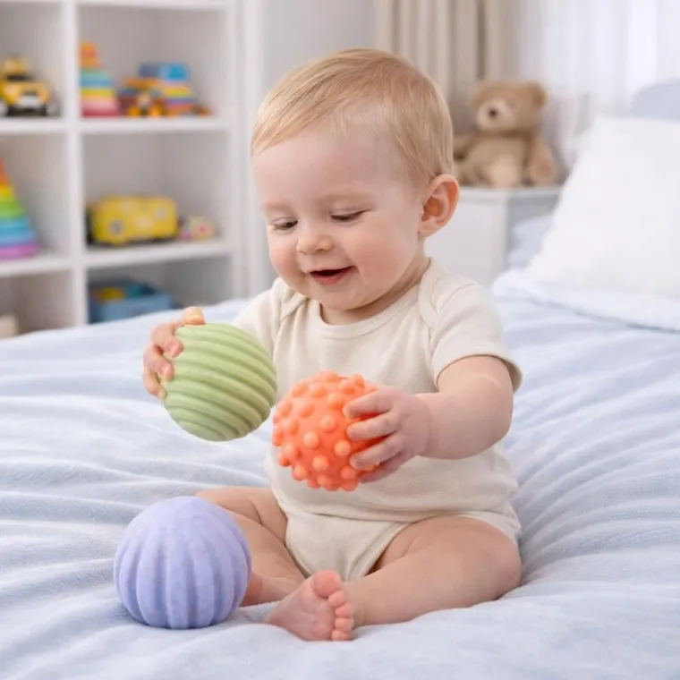 Lean Toys, piłeczki sensoryczne dla niemowląt, pastelowe, 3 szt.