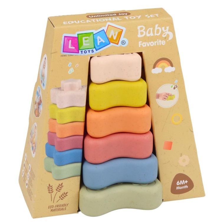 Lean Toys, piramida sensoryczna, miękkie klocki, gwiazdki, 6 elementów
