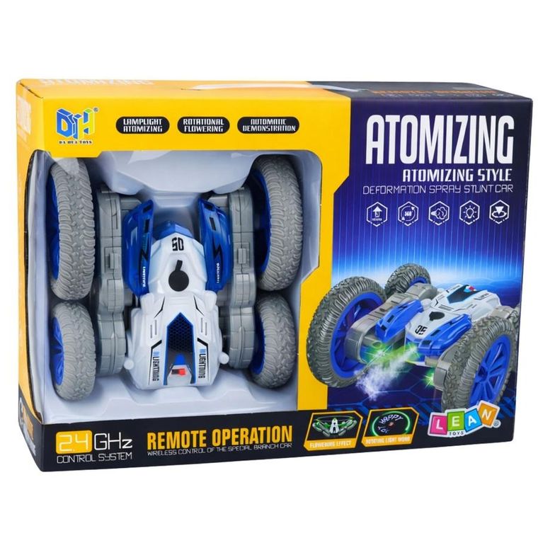 Lean Toys, pojazd kaskaderski zdalnie sterowany, światła dym drift 360°, niebieski