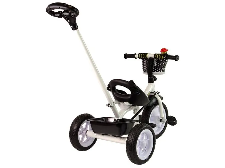 Lean Toys, rowerek trójkołowy z koszykiem, eva, czarny, PRO100