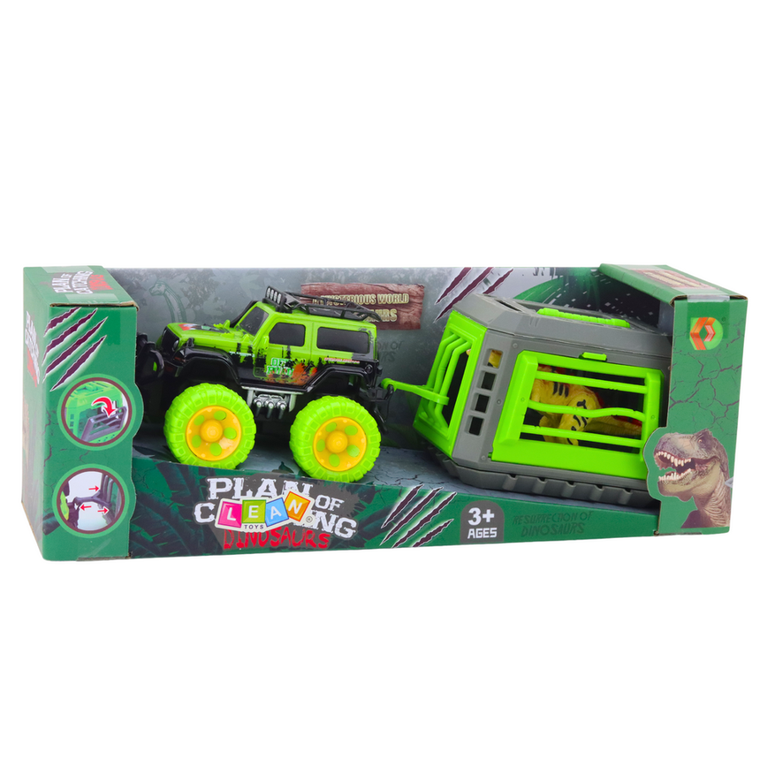 Lean Toys, samochód terenowy klatka z dinozaurem t-rex