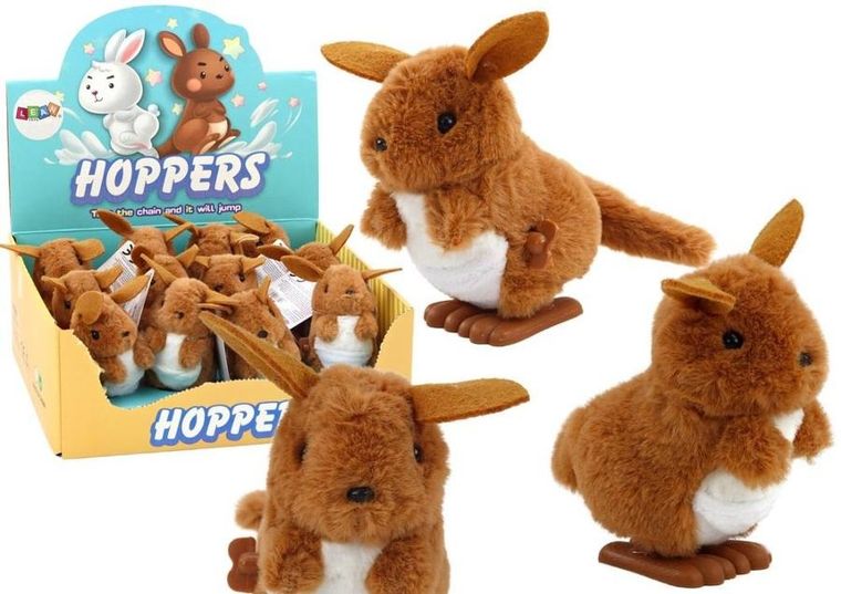 Lean Toys, skaczący kangurek nakręcany, pluszowy, 1 szt.