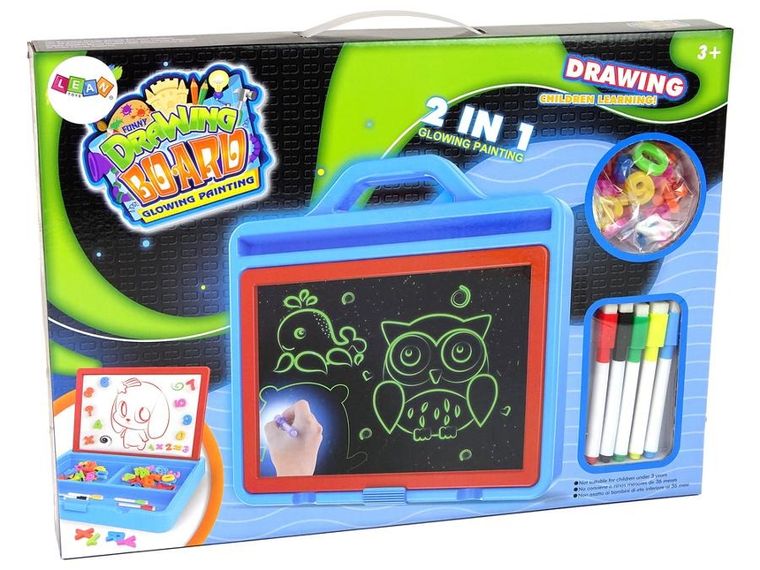 Lean Toys, tablica do rysowania 2w1, magnetyczna, glowing paint