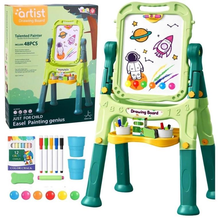 Lean Toys, tablica dwustronna, magnetyczna i kredowa, 48 elementów