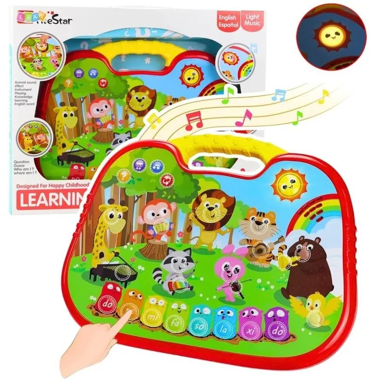 Lean Toys, tablica interaktywna, świat zwierząt, 4 tryby zabawy