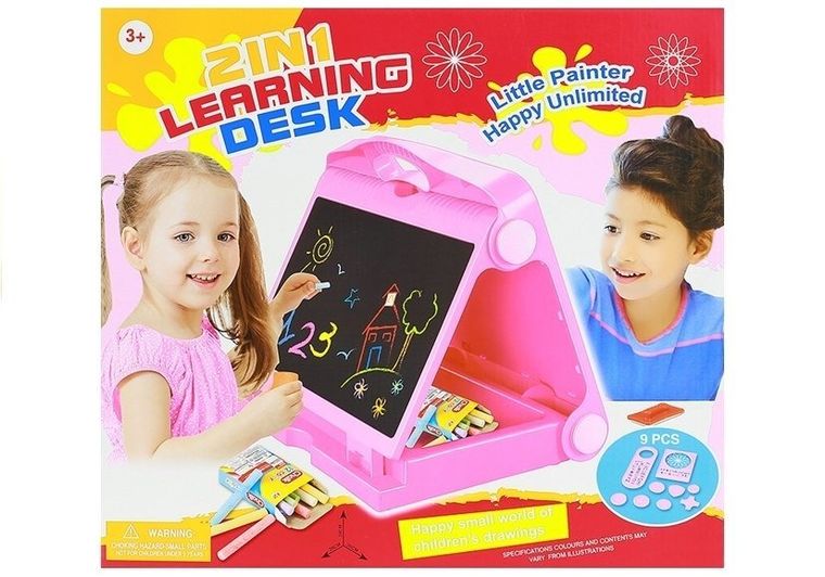 Lean Toys, tablica na kredę i pisak, 2w1, akcesoria