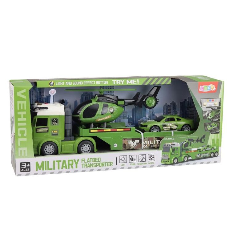 Lean Toys, tir laweta, zestaw pojazdów militarnych, zielone, 3 szt.