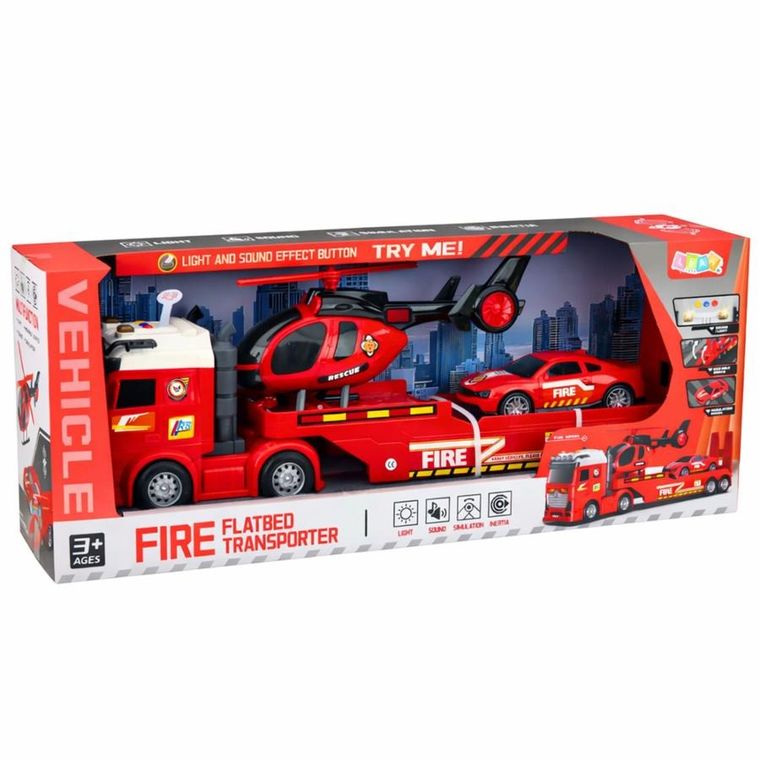 Lean Toys, tir laweta, zestaw pojazdów strażackich, 3 szt.