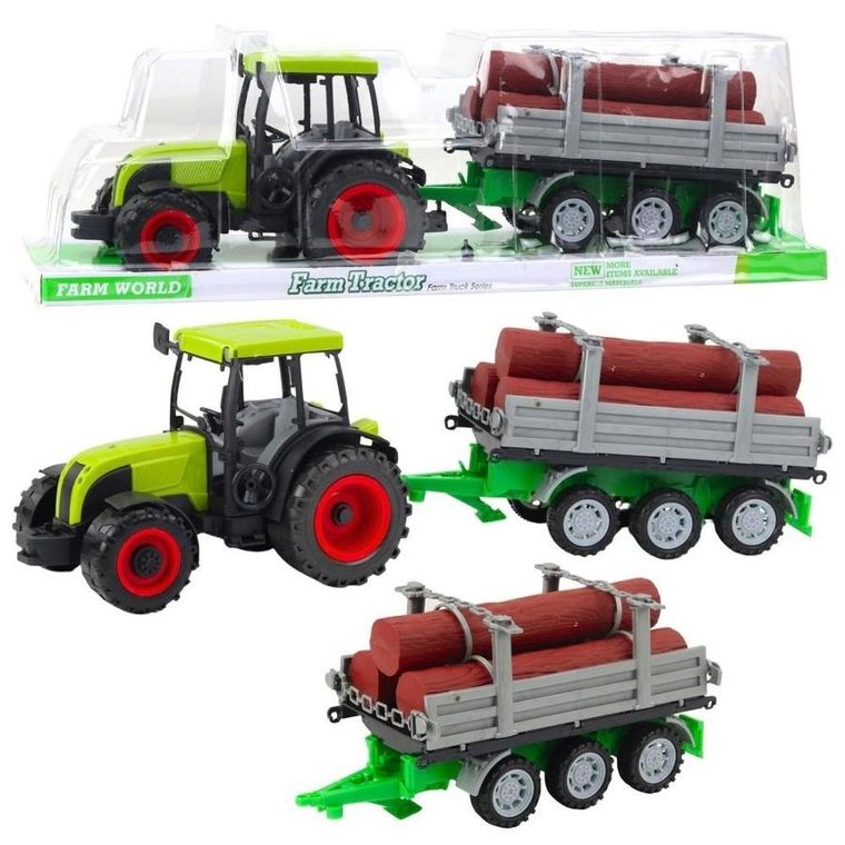 Lean Toys, traktor rolniczy z przyczepą do drewna