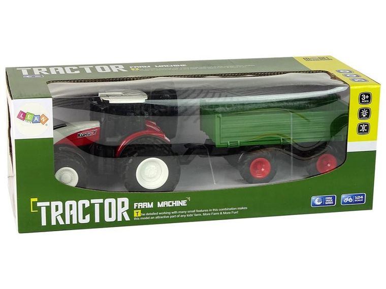 Lean Toys, Traktor z przyczepą, pojazd zdalnie sterowany, 1:24