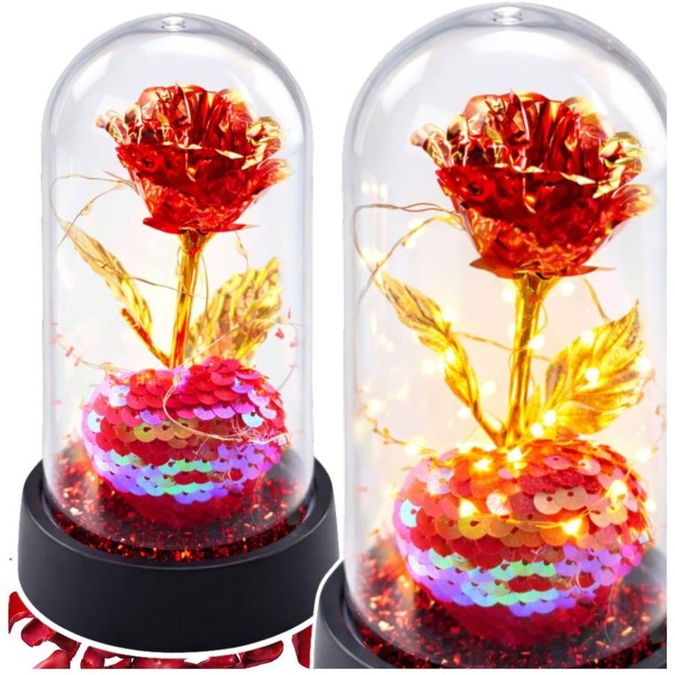 Lean Toys, wieczna róża w kopule, z oświetleniem LED