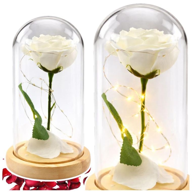 Lean Toys, wieczna róża w kopule, z oświetleniem LED