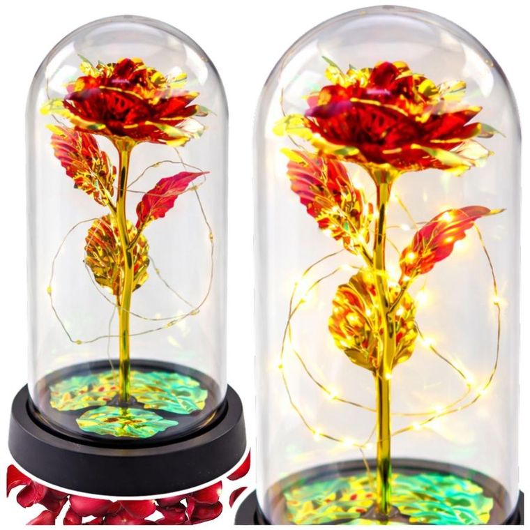 Lean Toys, wieczna róża w kopule, z oświetleniem LED