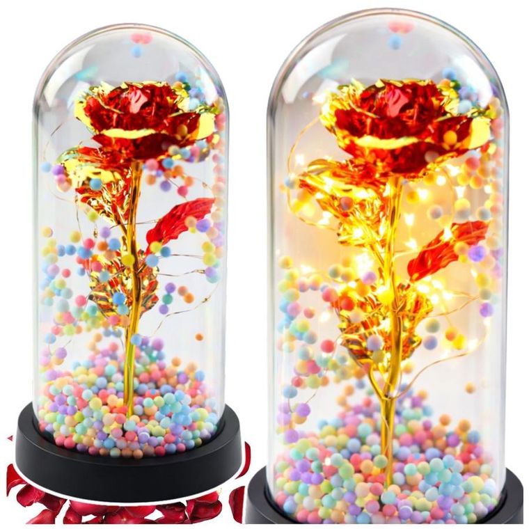 Lean Toys, wieczna róża w kopule, z oświetleniem LED