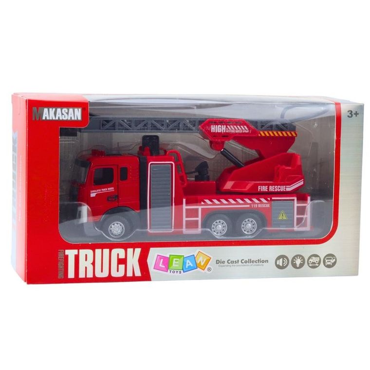 Lean Toys, wóz strażacki z wysięgnikiem, pojazd interaktywny