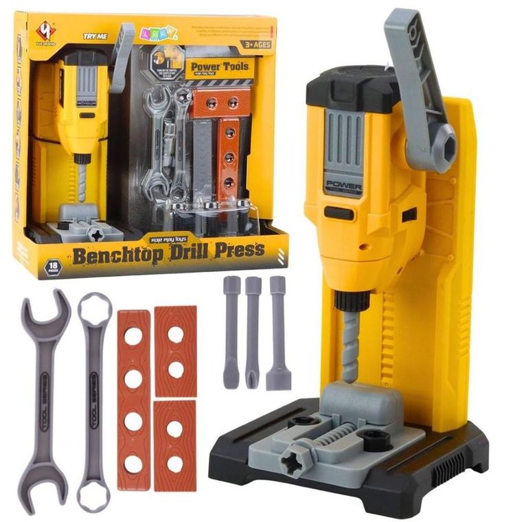 Lean Toys, zestaw majsterkowicza, wiertarka stołowa, interaktywna, 18 elementów