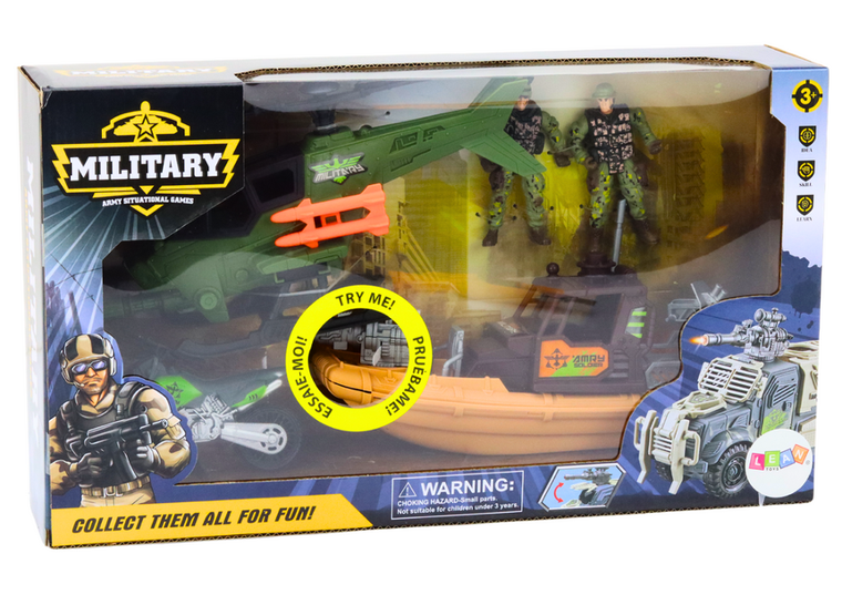 Lean Toys, zestaw militarny, łódź bojowa z helikopterem i figurkami