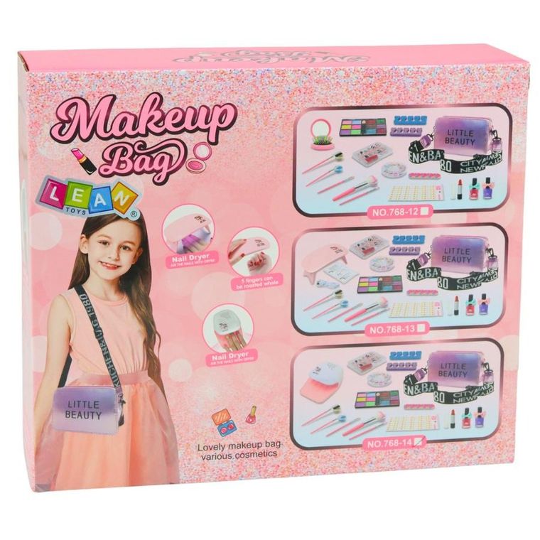Lean Toys, zestaw piękności do makijażu i paznkoci z torebką, 20 elementów
