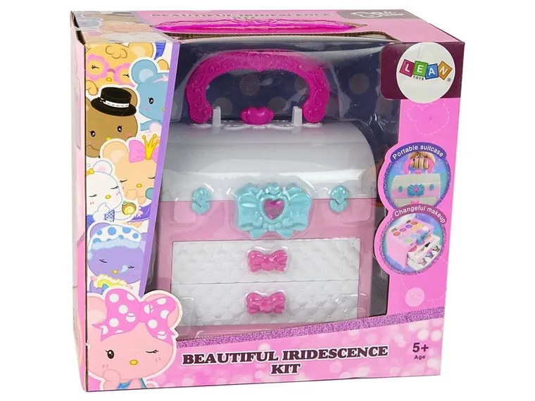 Lean Toys, zestaw piękności w walizce, różowo-biały