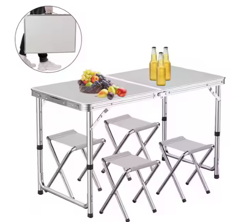 Lean Toys, zestaw turystyczny, stolik + 4 krzesła