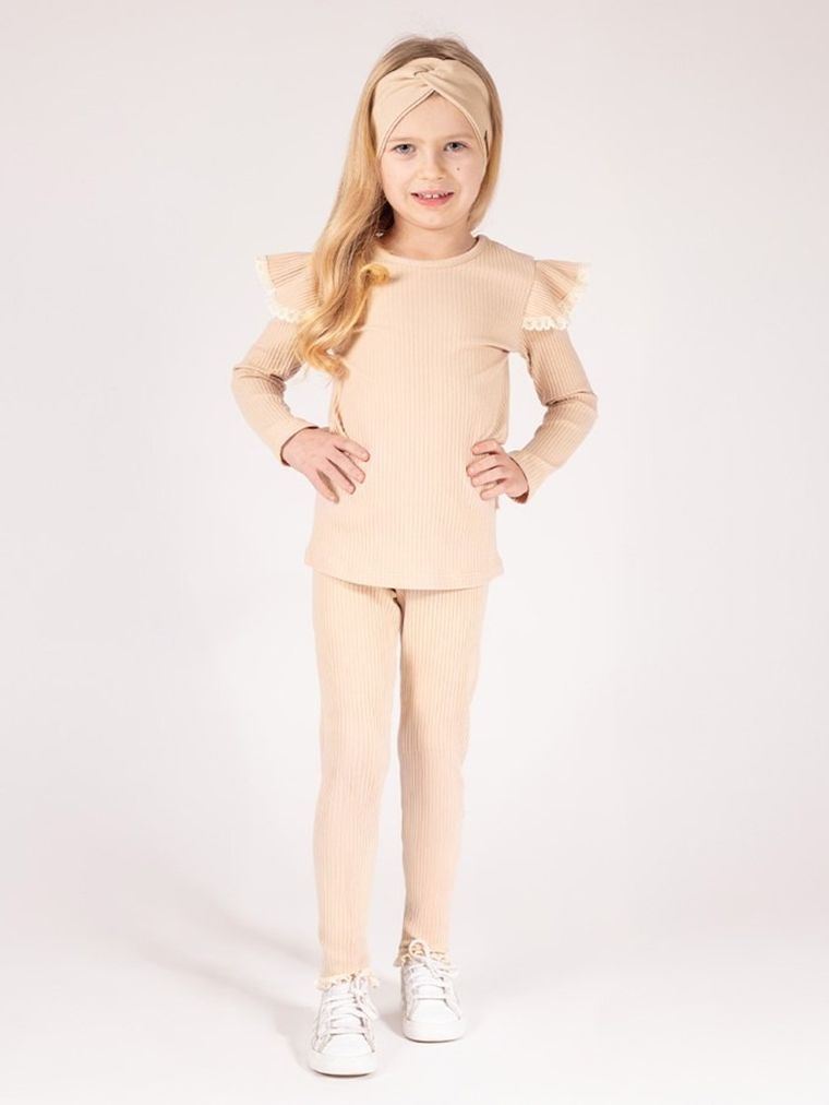 Legginsy dziewczęce, prążkowane, beżowe, Nicol