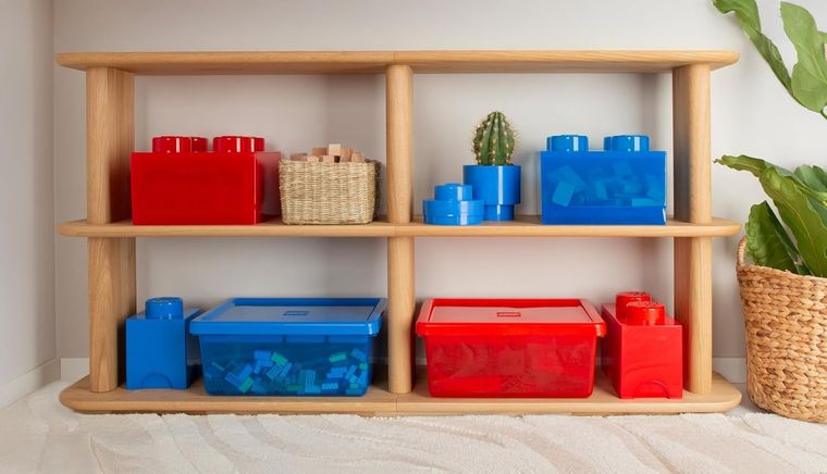 LEGO, Brick 4, pojemnik klocek, transparentny czerwony