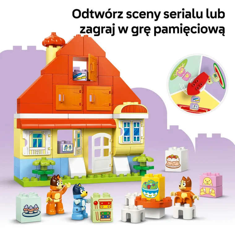 LEGO DUPLO Bluey, Dom rodzinny Blue z grą pamięciową, 10459