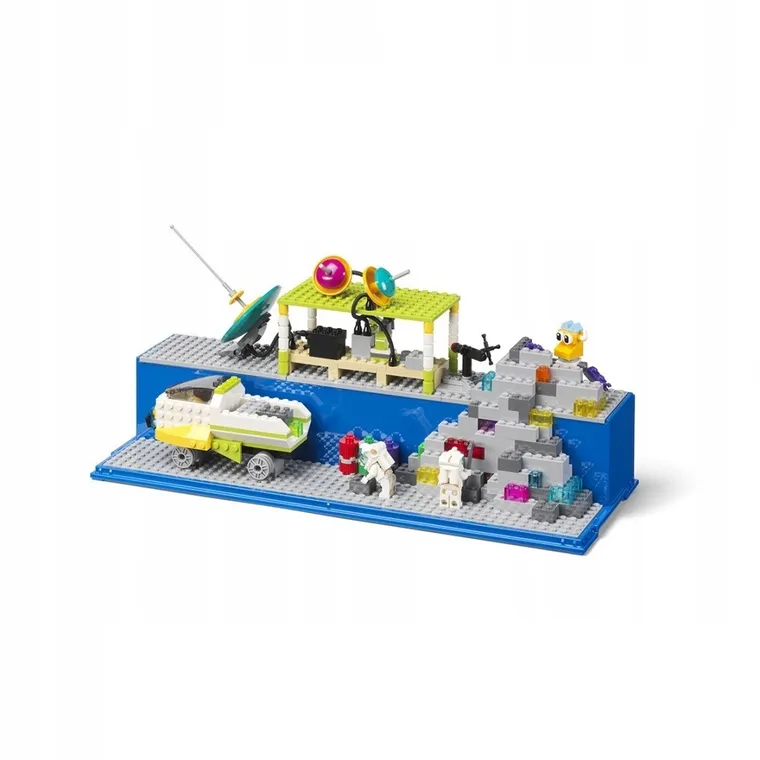 LEGO, duża gablota na klocki i minifigurki, niebieska