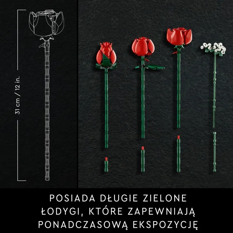 LEGO Icons, Bukiet róż, kwiaty, 10328