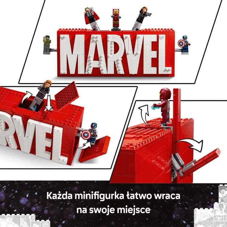LEGO Marvel, Logo MARVEL z minifigurkami, 76313