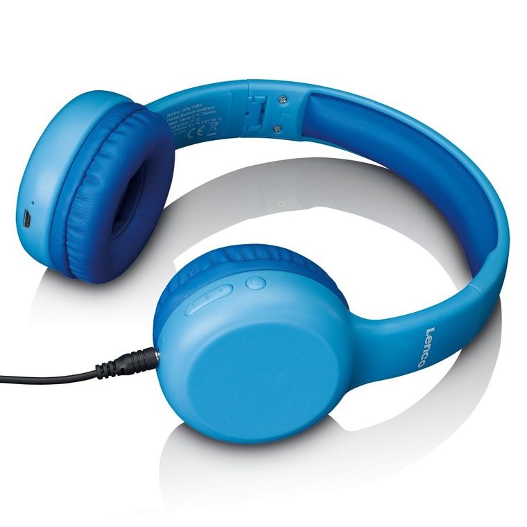 Lenco, słuchawki dziecięce bluetooth z naklejkami, niebieskie