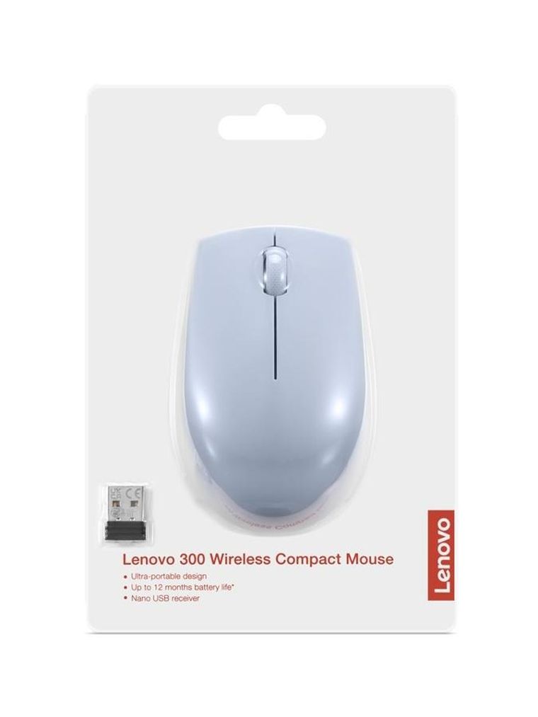 Lenovo, Compact 300, bezprzewodowa mysz optyczna, błękitna
