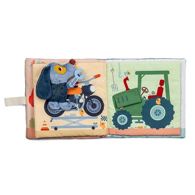 Lilliputiens, Garaż Pieska Jules'a, miękka książeczka aktywizująca, 12m+