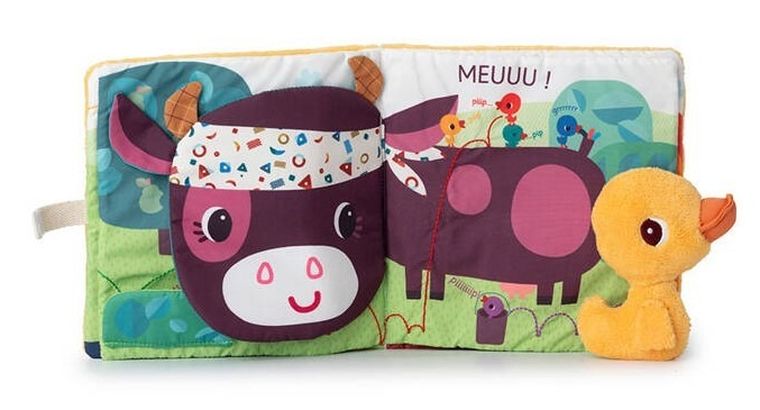 Lilliputiens, Kaczorek Gaspard, Na farmie, książeczka aktywizująca z mini-maskotką, 18m+