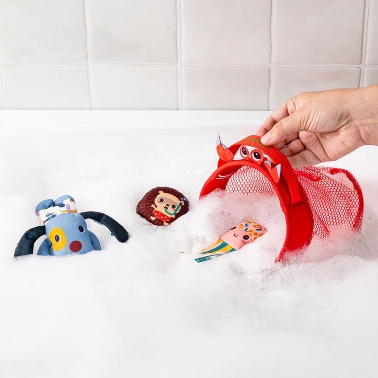 Lilliputiens, Piesek Jules, Sieć rybacka, zestaw zabawek do kąpieli, 12m+