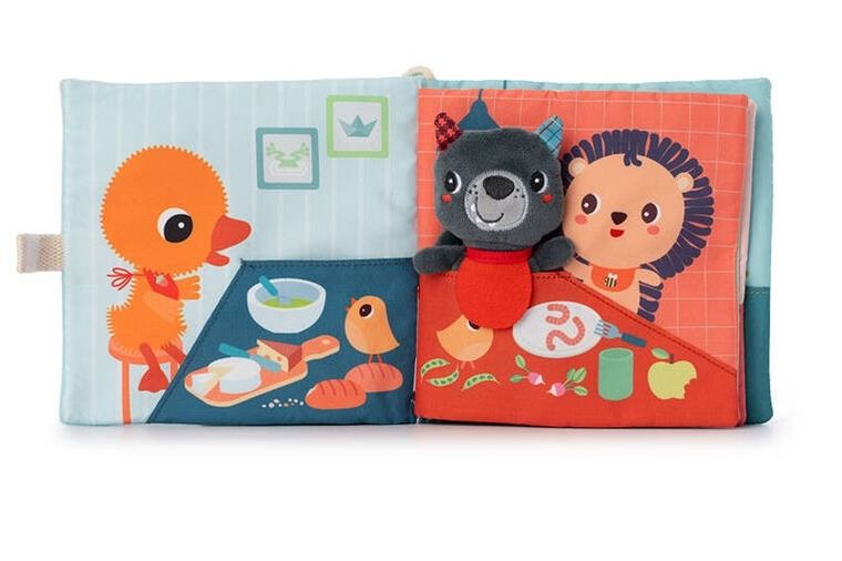 Lilliputiens, Smacznego! Wilk Louis, książeczka aktywizująca z mini-przytulanką, 12m+