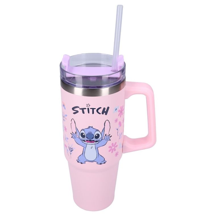 Lilo i Stitch, Bottled Bliss, kubek termiczny ze słomką, różowy, 900 ml