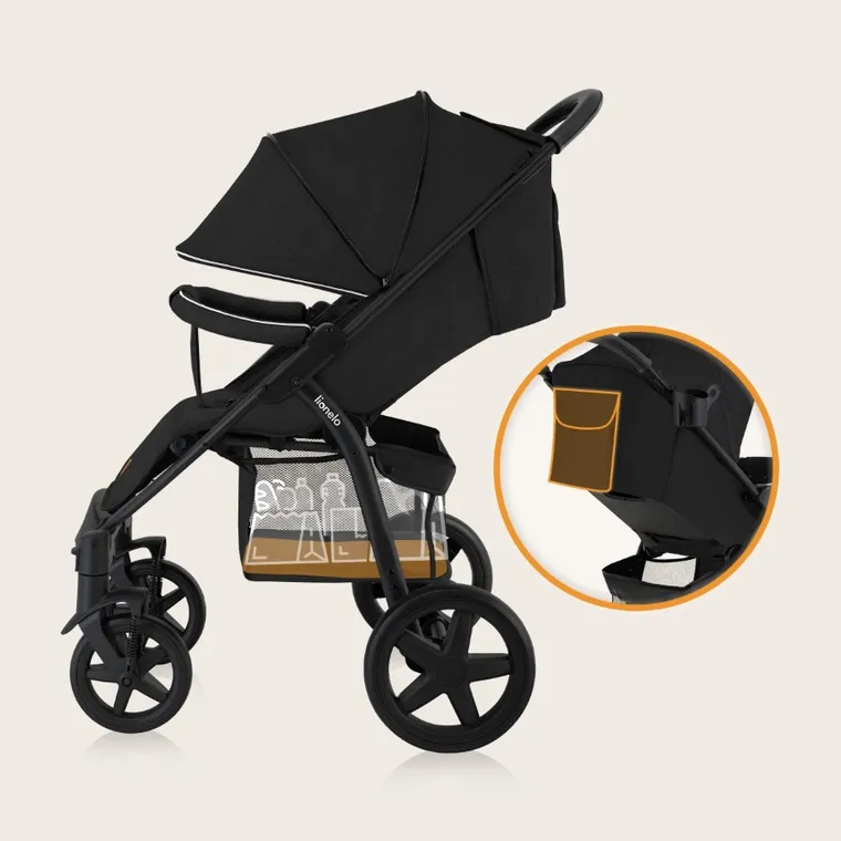 Lionelo, Annet Plus, wózek spacerowy, Black Carbon