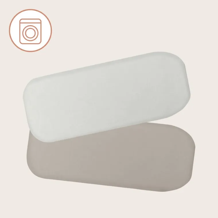 Lionelo, bambusowe prześcieradło z gumką, biały/beżowy, 28-70 cm, 2 szt.