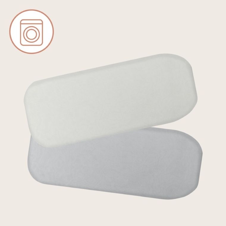 Lionelo, bambusowe prześcieradło z gumką, biały/szary, 28-70 cm, 2 szt.