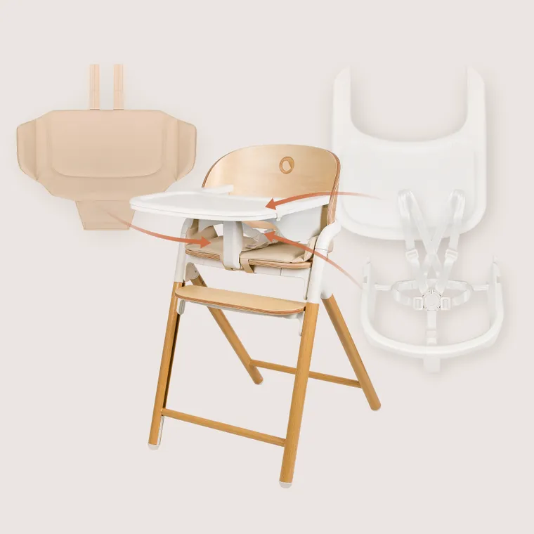 Lionelo, Celia, krzesełko do karmienia, white natural wood