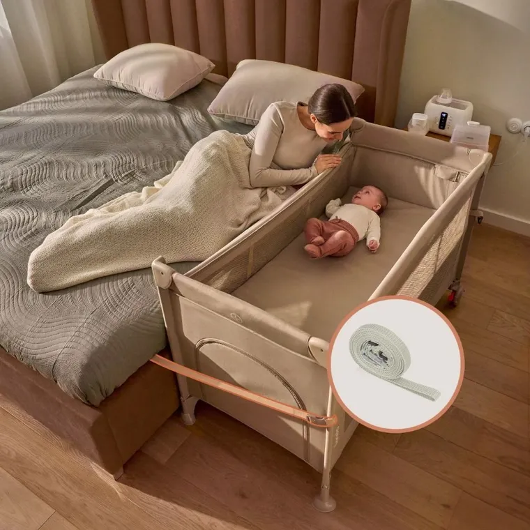 Lionelo, Ellen, łóżeczko turystyczne z funkcją dostawki, 3w1, beige